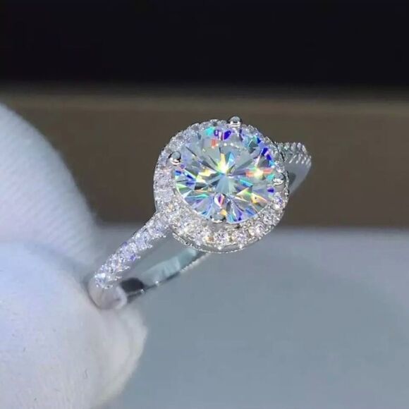 NEW! Dainty 18K White Gold Diamond Engagement Ring - Picture 3 of 8